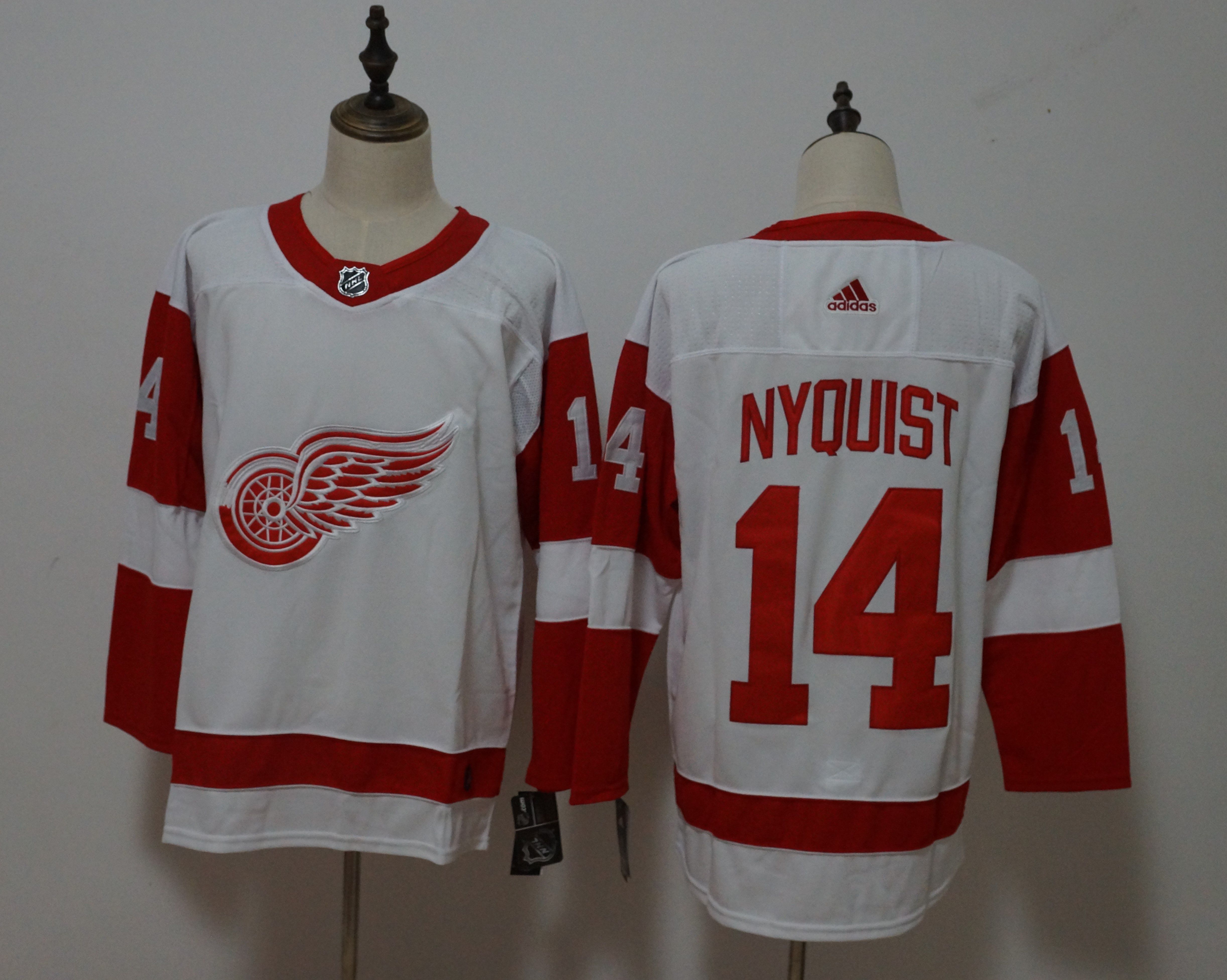 Men Detroit Red Wings #14 Nyquist White Hockey Stitched Adidas NHL Jerseys->detroit red wings->NHL Jersey